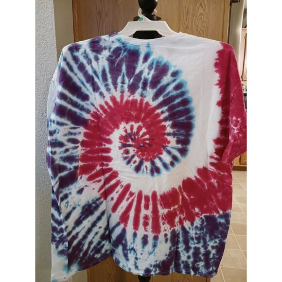 Purple and Pink V-Neck Spiral Tie Dye T-Shirt Size 3XL - Picture 4 of 4
